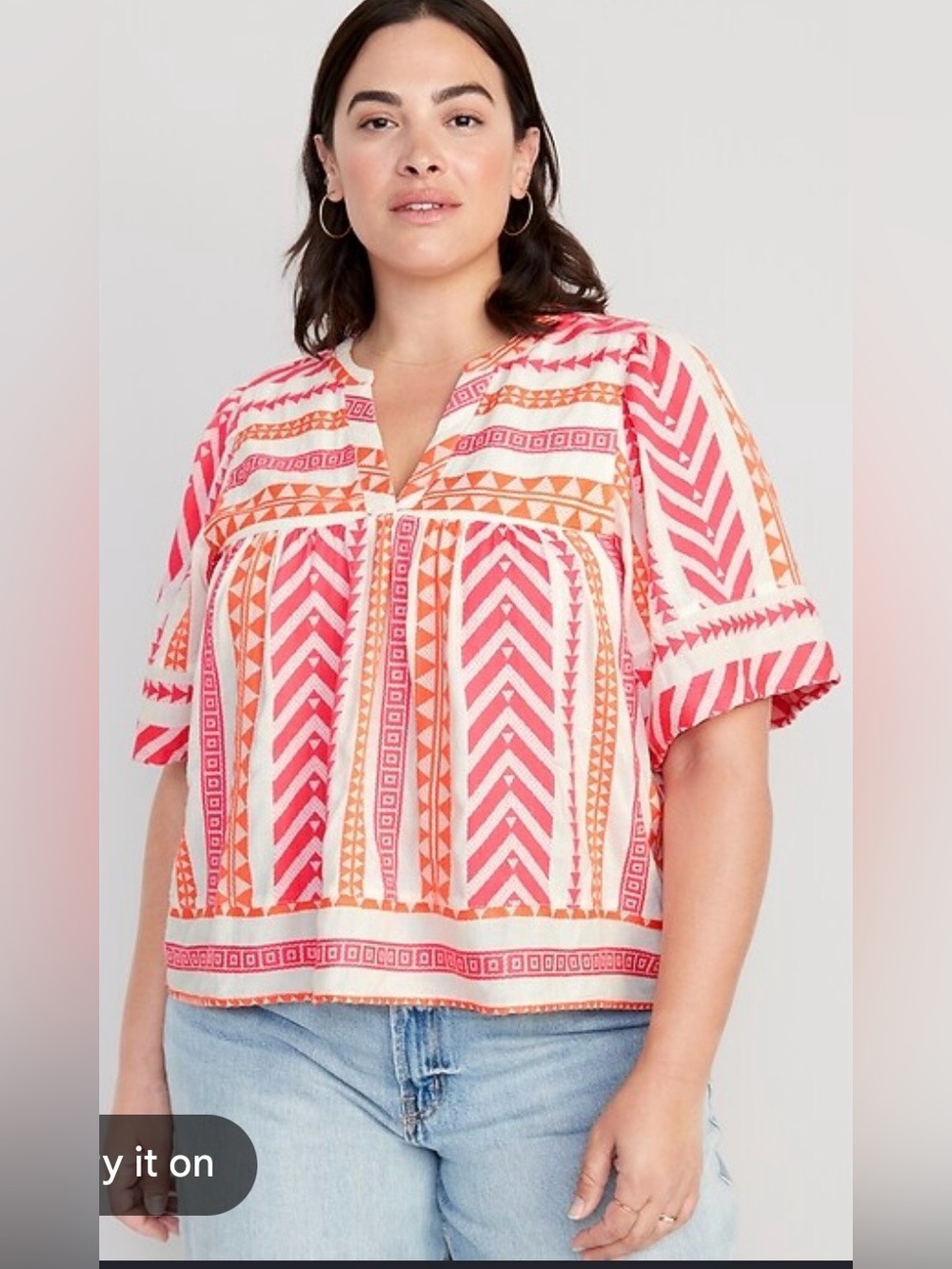 Old Navy Geometric Tunic in Red & Orange Size XXL Like New